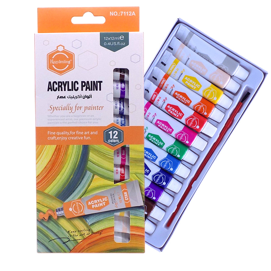 Acrylic Paint 12ml Tube 12 Colors set No 7112A - Kid Zone PK