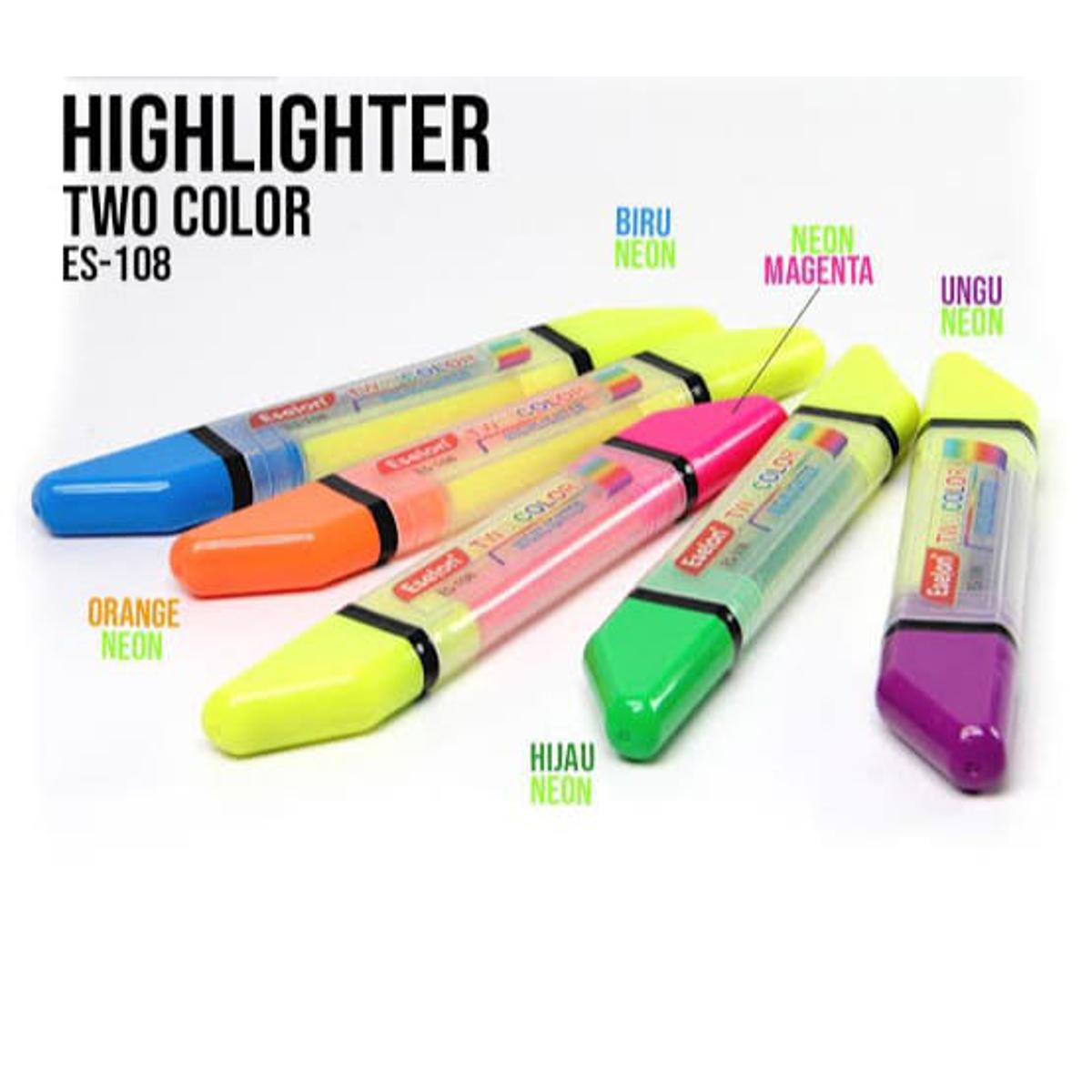 Dual Side Highlighter Marker In 2 Different Colors Fluorescent Highlighters - Kid Zone PK