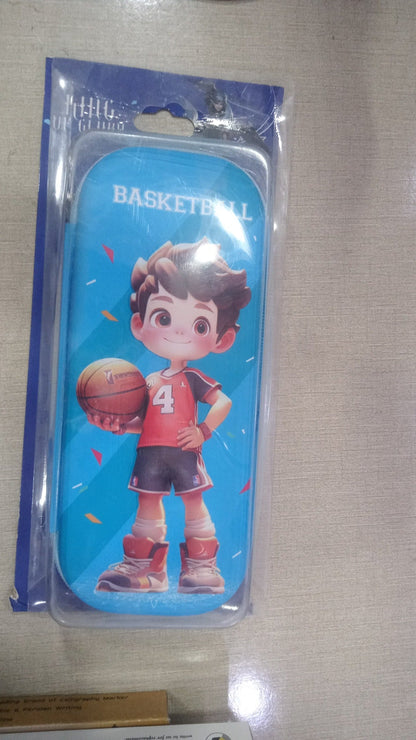 Imported Quality 3D Basketball Kids school Stationary Zipper Pencil Case. - Kid Zone PK