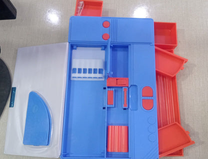 Geometry Box Double-sided with Inbuilt Calculator, Sharpener, Drawers, Fancy Pencil Case for School kids-Boys and Girls - Kid Zone PK