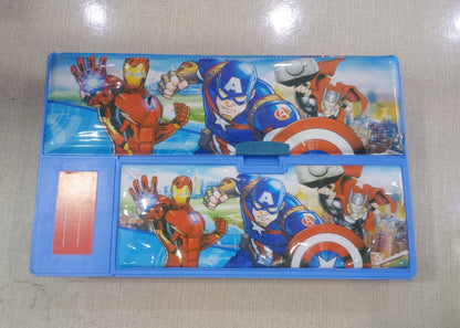 Geometry Box Double-sided with Inbuilt Calculator, Sharpener, Drawers, Fancy Pencil Case for School kids-Boys and Girls - Kid Zone PK