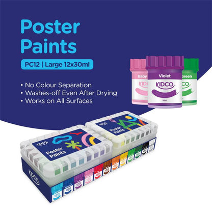 Poster Paints featuring large 12 tubes of vibrant colours. - Kid Zone PK