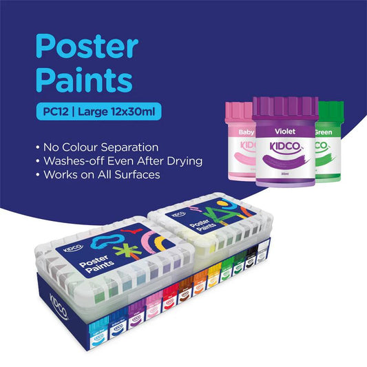 Poster Paints featuring large 12 tubes of vibrant colours. - Kid Zone PK