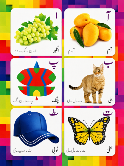 3 in 1 Learning Cards – ABC, Numbers & Urdu