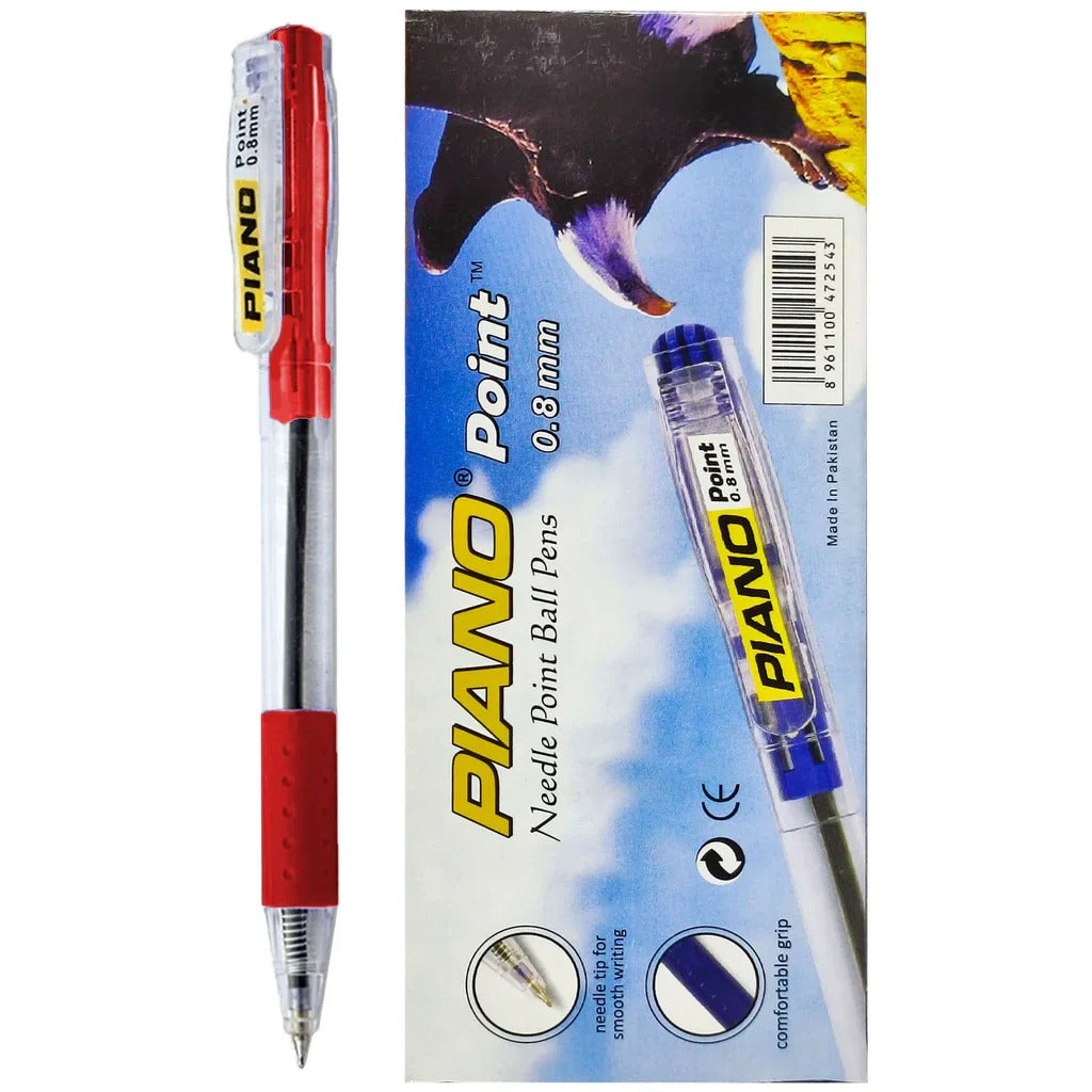 Ball Point Piano Point Grip, 0.8 Blue Black Red Green Piano Point - 0.8 mm Needle Point Ball Pen - Kid Zone PK