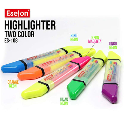 Dual Side Highlighter Marker In 2 Different Colors Fluorescent Highlighters - Kid Zone PK