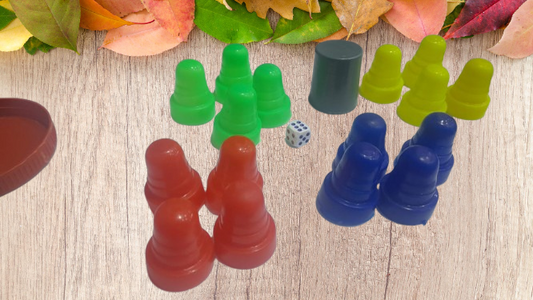 Large Size Ludo Goti Set with Dice | Large Size Pawns Set | Large Size Pure Plastic Colorful Goti | Large Size Ludo Dice Goti Set | 16 Gotis With 1 Cup & 1 Dice - Kid Zone PK