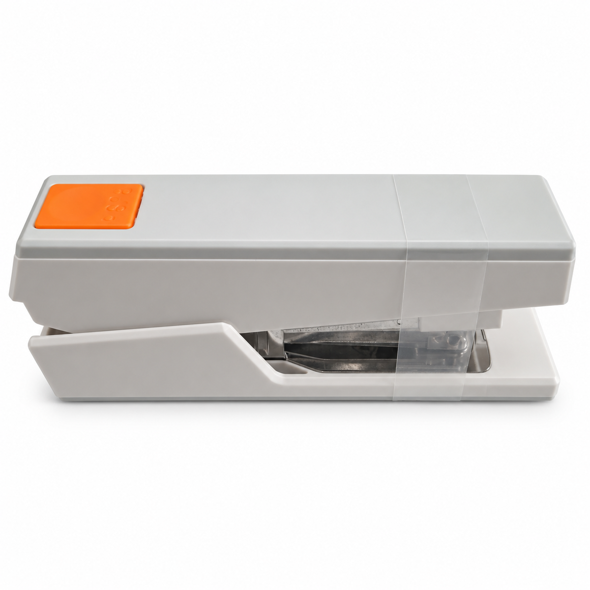 Axis Hybrid HD-50 stapler, closed side view with gray body and orange accent
